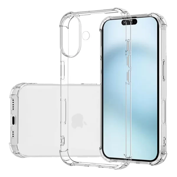 Iskunkestävä läpinäkyvä suojakuori, iPhone 16 Plus